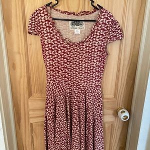 Effie’s heart fit and flare jersey dress WITH POCKETS, red and white print